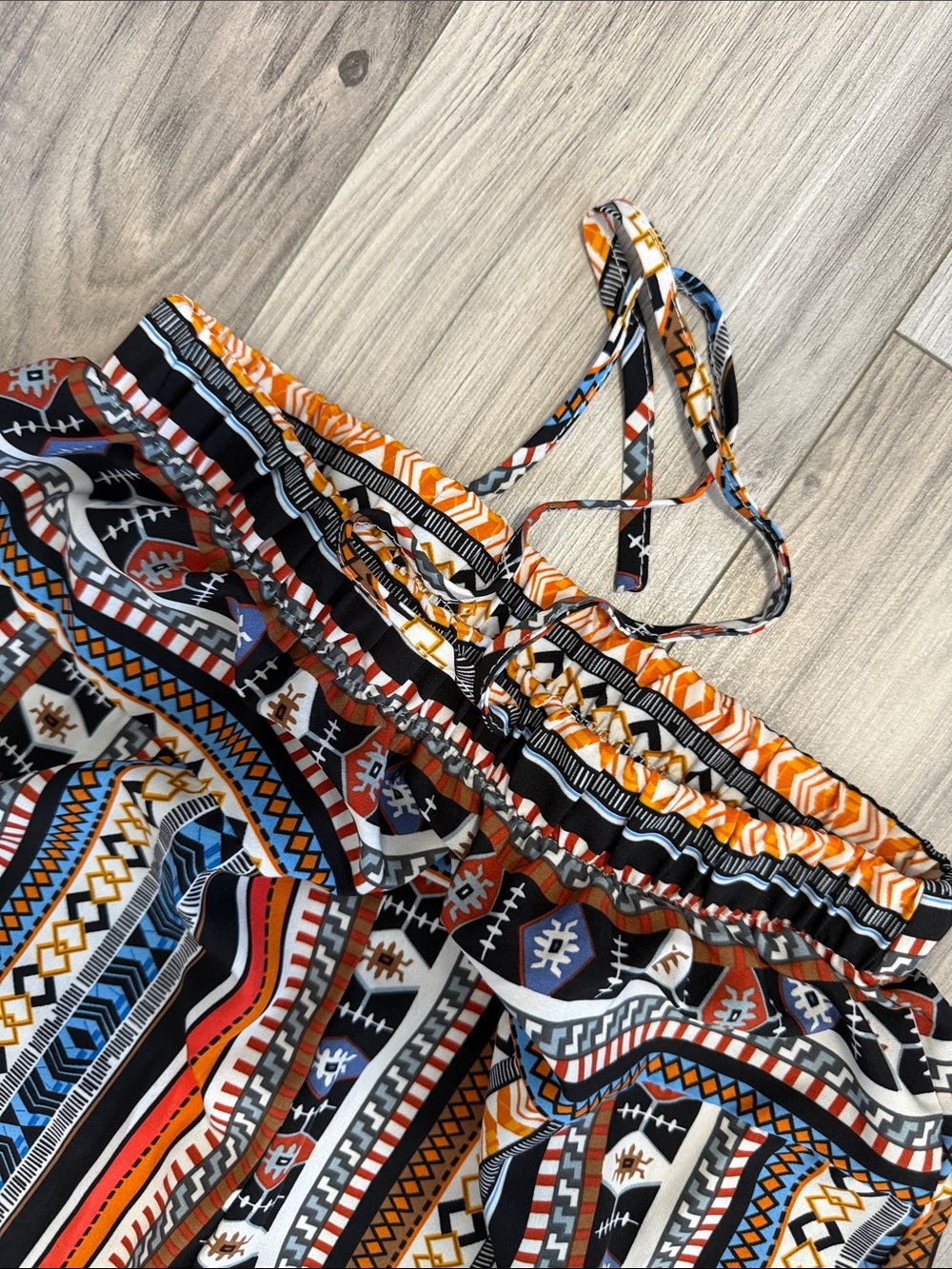 Women’s Lightweight Bohemian Striped Jogger Pants - Multi Color - Picture 2 of 3